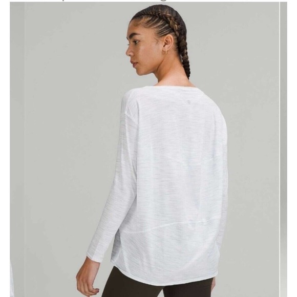 Lululemon Women's Back In Action Space Dye Grey Long Sleeves Pullover Tee Sz 10 - Picture 8 of 12